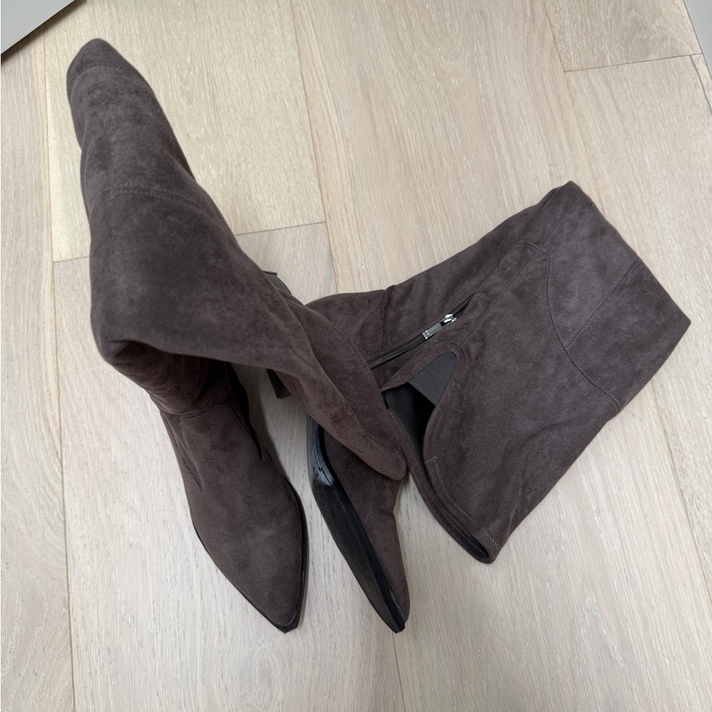 Marc Fisher gray Suede Knee-High Heeled Boots